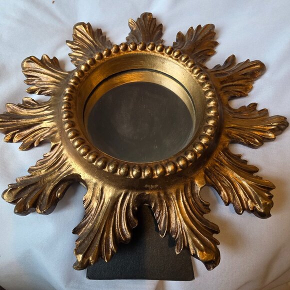 Metal Sunburst Mirror Gold-toned Decorative Picture Frame Standing Hanging - Picture 6 of 11